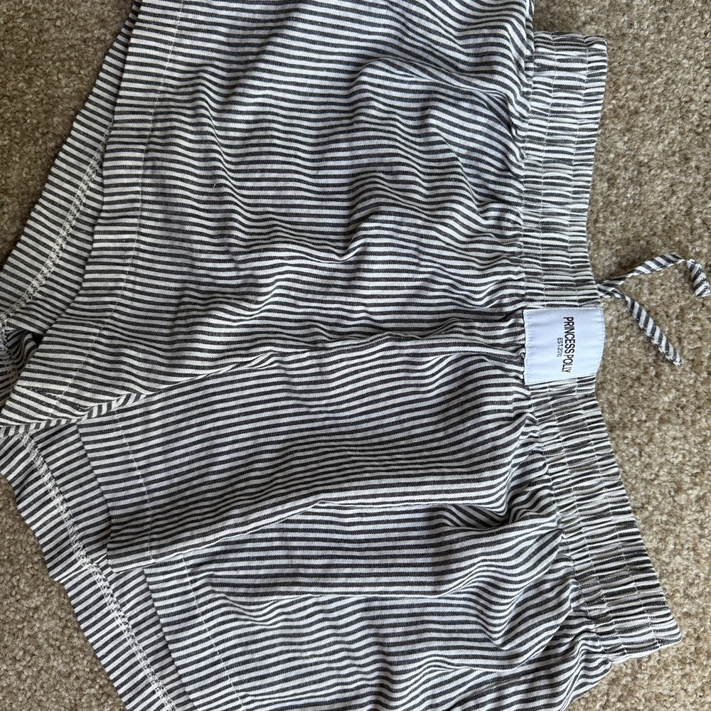 Princess Polly Black and White Striped High Waist Shorts